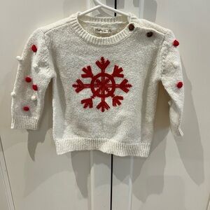 Hatley Sweater Pom Pom with Red Snowflake Design 9-12m